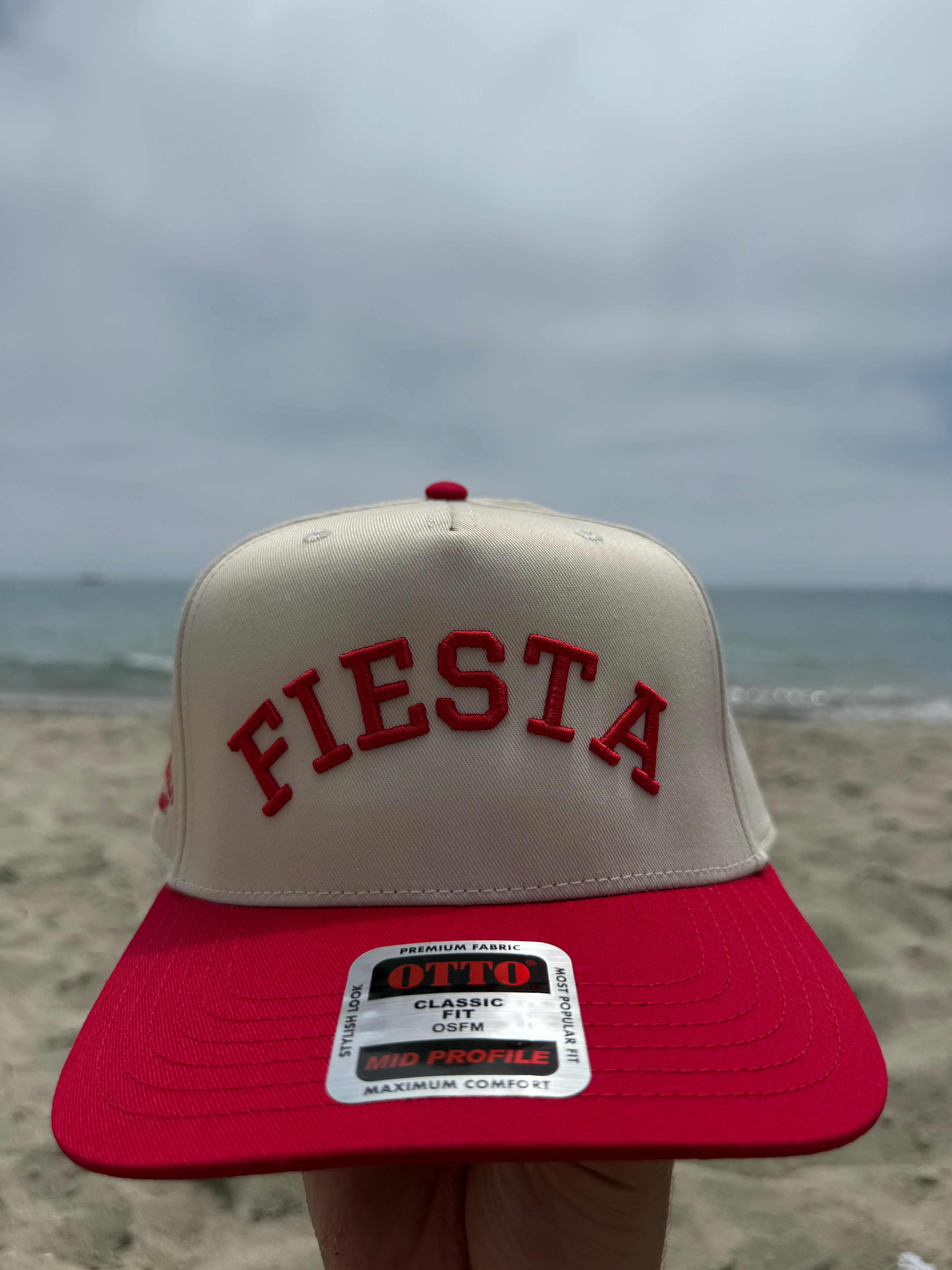 Fiesta 3D Puff Snapback Hat – Natural/Red