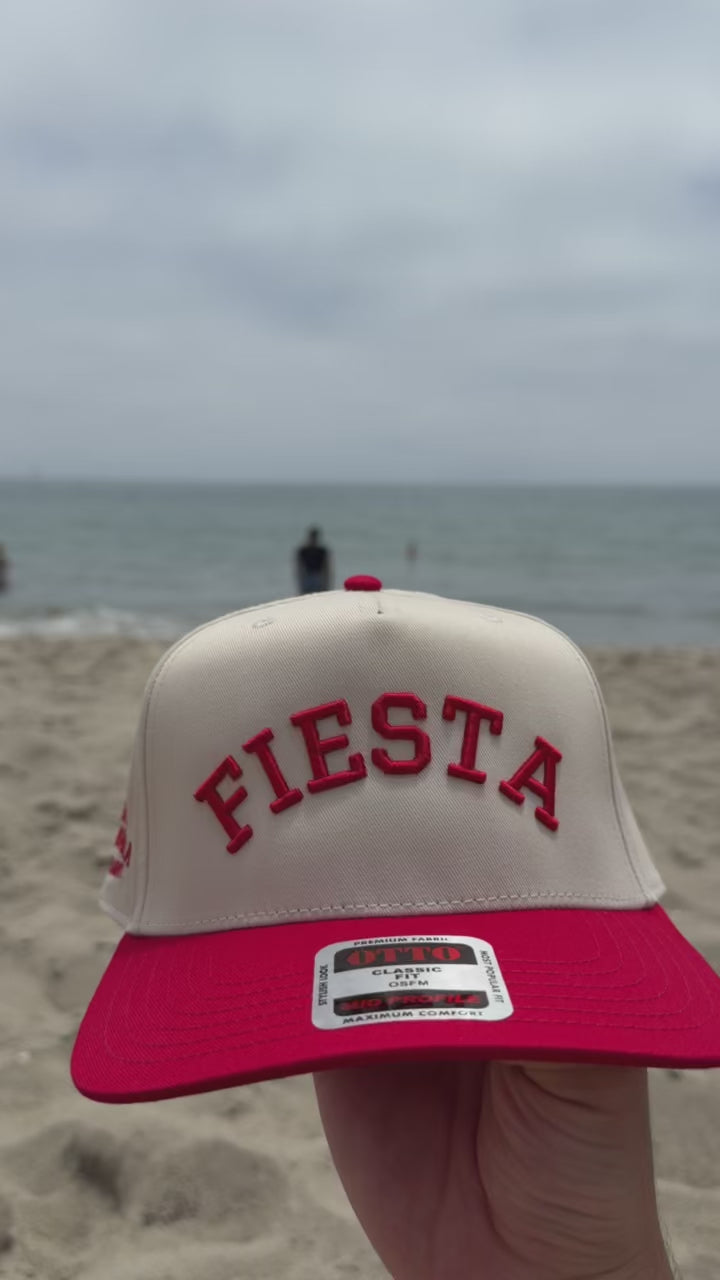 Fiesta 3D Puff Snapback Hat – Natural/Red